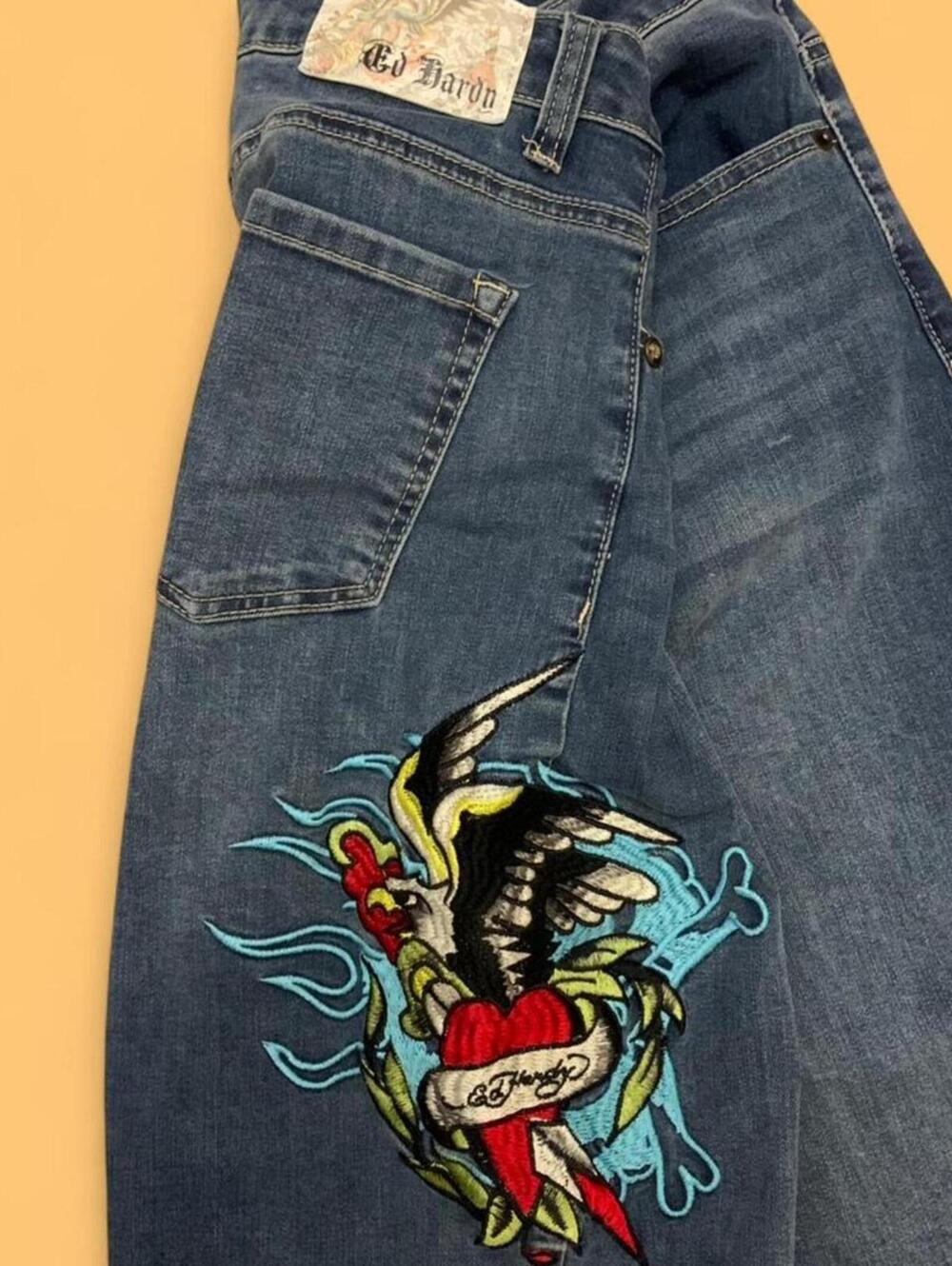 Ed Hardy Brave Eagle wide leg jeans sold out